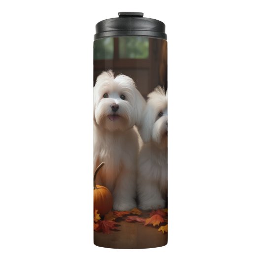 Coton De Tulear Welppy Autumn Delight Pumpkin Thermosbecher (Vorderseite)