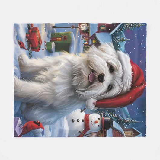 Coton De Tulear Winter Wonderland Christmas Joy Fleecedecke (Vorderseite (Horizontal))