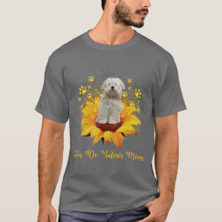 Coton Deulear Mama Sonnenblume mit Hundepfote Mutt T-Shirt
