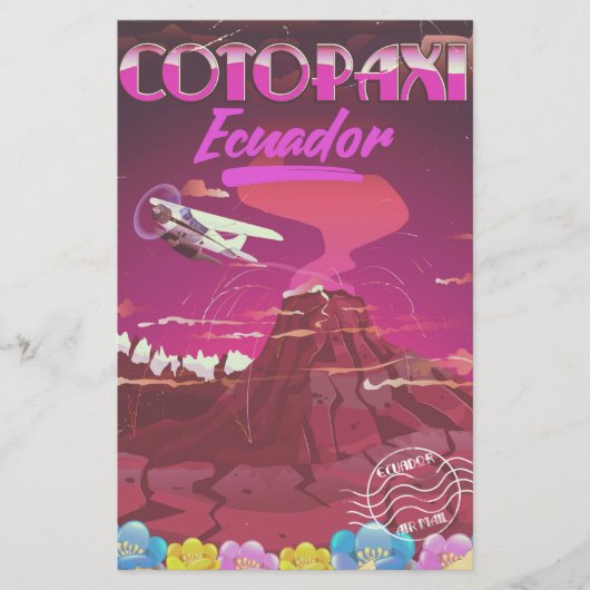 Cotopaxi,Ecuador AIR MAIL Reiseplakat Briefpapier (Vorderseite)
