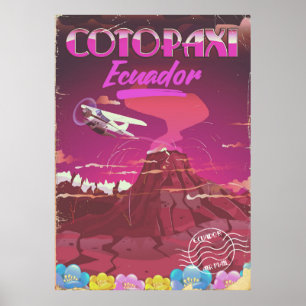 Cotopaxi,Ecuador AIR MAIL Reiseplakat Poster