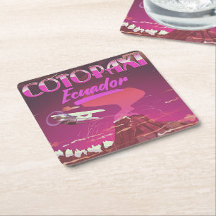 Cotopaxi,Ecuador AIR MAIL Reiseplakat Rechteckiger Pappuntersetzer