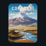 Cotopaxi Nationalpark Ecuador Art Vintag Magnet<br><div class="desc">Cotopaxi Vektorgrafik Design. Der Park ist ein großes,  bewaldetes Gebiet in Ecuador,  das Teile von Cotopaxi,  Pichincha und Napo umspannt. Es ist bekannt für den aktiven,  schneebedeckten Vulkan Cotopaxi und den weiten Limpiopungo See.</div>