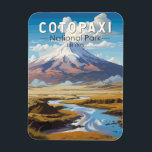 Cotopaxi Nationalpark Ecuador Art Vintag Magnet<br><div class="desc">Cotopaxi Vektorgrafik Design. Der Park ist ein großes,  bewaldetes Gebiet in Ecuador,  das Teile von Cotopaxi,  Pichincha und Napo umspannt. Es ist bekannt für den aktiven,  schneebedeckten Vulkan Cotopaxi und den weiten Limpiopungo See.</div>