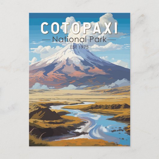 Cotopaxi Nationalpark Ecuador Art Vintag Postkarte (Vorderseite)