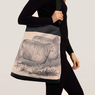 Cotswold ewes print aus dem 19. Jahrhundert Tragetaschen Mit Langen Trägern