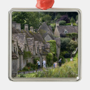 Cotswold-Stein-Cottages im Dorf Silbernes Ornament