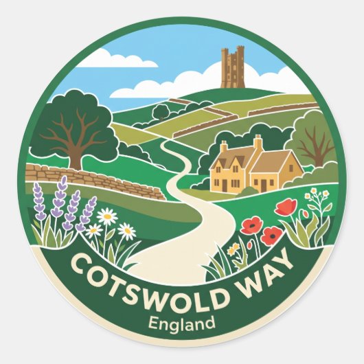 Cotswold Way England Runder Aufkleber (Vorderseite)