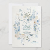 Cotswolds Blue Winter Florals Brautparty Einladung (Vorderseite)