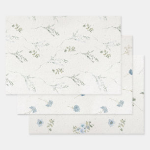 Cotswolds Blue Winter Florals Imitats handgefertig Geschenkpapier Set