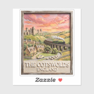 Cotswolds-Dampflok Schloss ländliche Gegend Englan Aufkleber