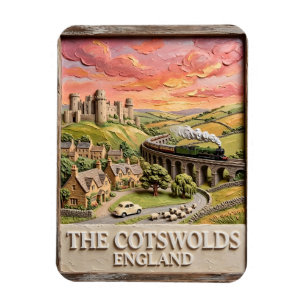 Cotswolds-Dampflok Schloss ländliche Gegend Englan Magnet
