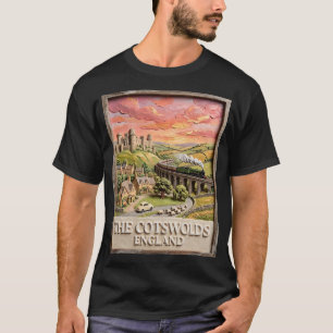 Cotswolds-Dampflok Schloss ländliche Gegend Englan T-Shirt
