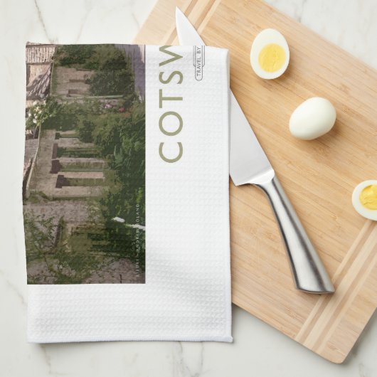 Cotswolds Eisenbahn-Plakat Geschirrtuch (Viertel Falte)