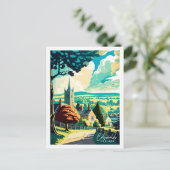 Cotswolds England Vintage Reise Illustration Postkarte (Stehend Vorderseite)