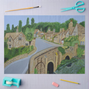 Cotswolds englisches Dorf Seidenpapier