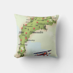 Cotswolds Vintage Karte Kissen
