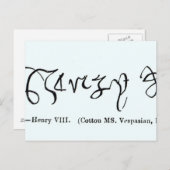 Cott Vesp F f.13 Unterzeichnung von Henry VIII Postkarte (Vorne/Hinten)