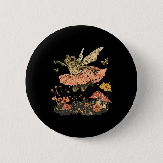 Cottage Aesthetic Vintag Fairy Frog Dancing W Button (Vorderseite)