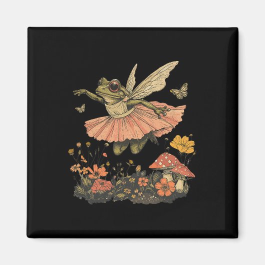 Cottage Aesthetic Vintag Fairy Frog Dancing W Magnet (Vorne)