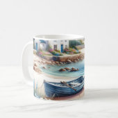 Cottage am Meer Reihenboot Blüte Kaffeetasse (Vorderseite Links)