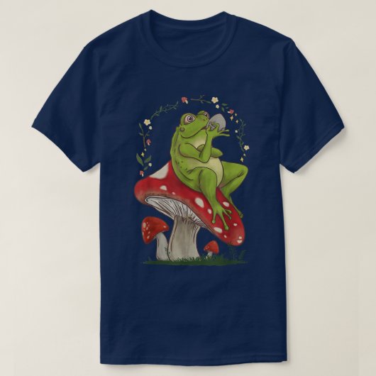 Cottage-Ästhetik Frosch trinken Tee auf Mushroo (Design vorne)