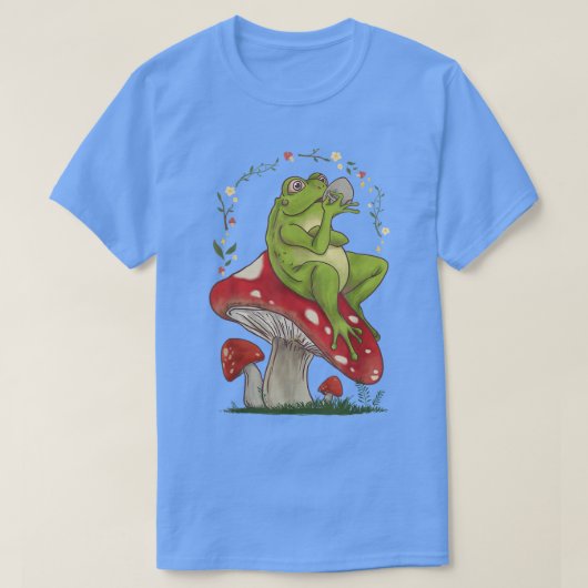 Cottage-Ästhetik Frosch trinken Tee auf Mushroo (Design vorne)
