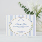 Cottage Blue Baby Shower  Dankeskarte (Stehend Vorderseite)