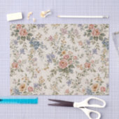 Cottage Blush Blue Floral Pattern Seidenpapier (Handwerk)