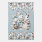 Cottage Bunny Sisters Watercolor Illustration Geschirrtuch (Vertikal)