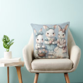 Cottage Bunny Sisters Watercolor Illustration Kissen (Stuhl )