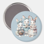 Cottage Bunny Sisters Watercolor Illustration Magnet (Vorderseite/Rückseite)