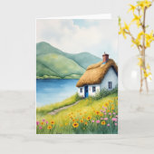 Cottage By The Loch View Card Karte (Gelbe Blume)