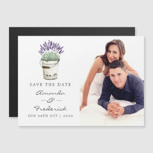 Cottage Chic Lavendel Hochzeit Save the Date Magneteinladung