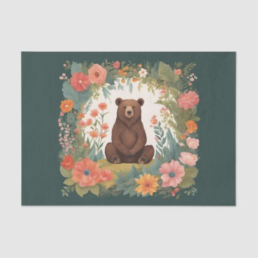 Cottage-Core-Bärendekoupage Seidenpapier (Vorderseite)