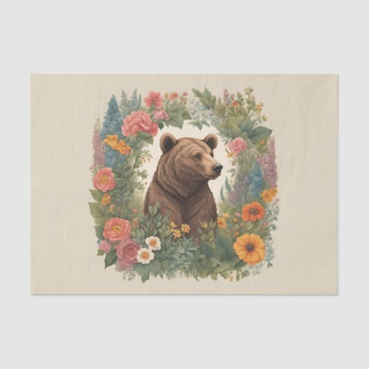 Cottage-Core-Bärendekoupage Seidenpapier (Vorderseite)