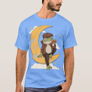 Cottage-Core-Frosch auf Halbmond, der Pizza-Out is T-Shirt