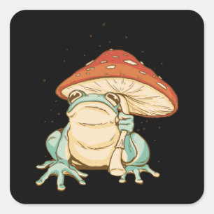 Cottage Core Frosch Regenschirm Quadratischer Aufkleber
