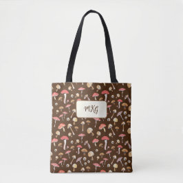 Cottage-Core-Mushroom-Muster Monogram Boho Tasche 