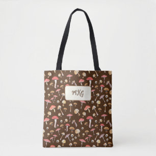 Cottage-Core-Mushroom-Muster Monogram Boho Tasche
