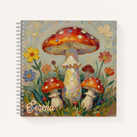 Cottage Core Mushroom Personalized Sketchbook Notizblock (Vorderseite)