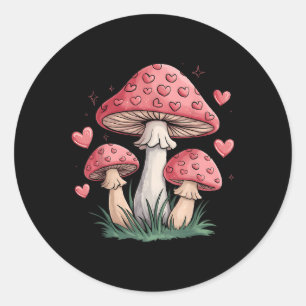 Cottage Core Mushroom Valentine Niedliches Herz Runder Aufkleber