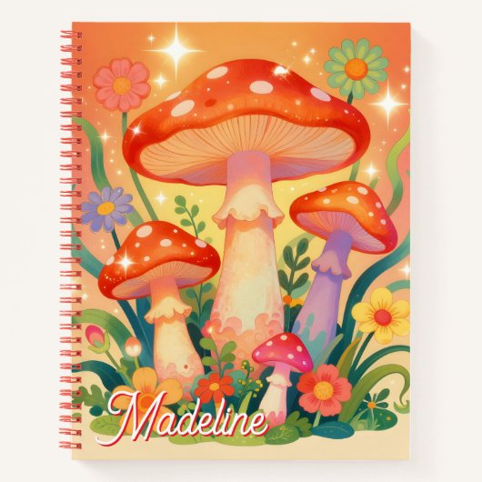 Cottage Core Mushrooms and Flowers Personalized Notizblock (Vorderseite)