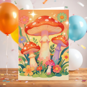 Cottage Core Pilze Whimsical Geburtstagsgedicht Karte