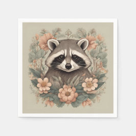 Cottage-Core-Playful-Raccoon-Throw-Kissen Serviette