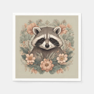 Cottage-Core-Playful-Raccoon-Throw-Kissen Serviette