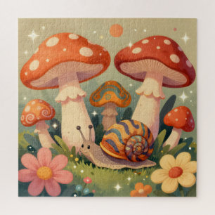 Cottage Core Schnecke und Pilze Puzzle