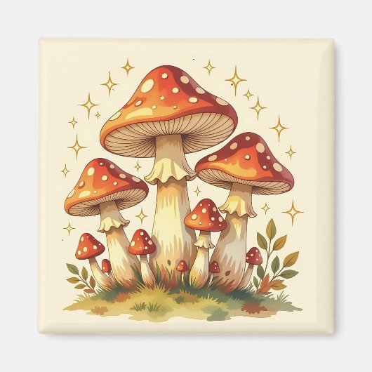 Cottage Core Vintage Mushrooms  Magnet (Vorne)