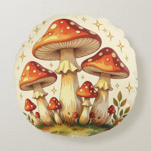 Cottage Core Vintage Pilze Kunst Rundes Kissen