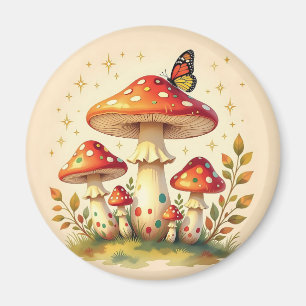 Cottage Core Vintage Pilze und Schmetterling Magnet